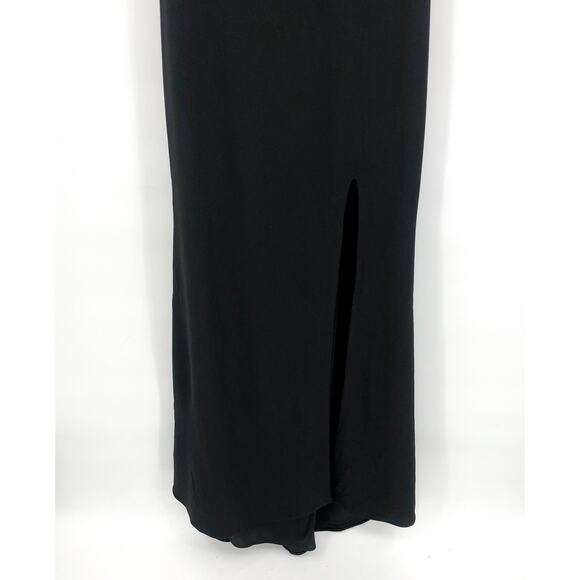 AQUA FORMAL Women's Halter Neck Slit Maxi Gown Size 4 Black Sleeveless NWT - Picture 8 of 13